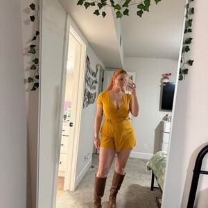 BCBGeneration Mustard Yellow‎ Wrap Knit Dress
